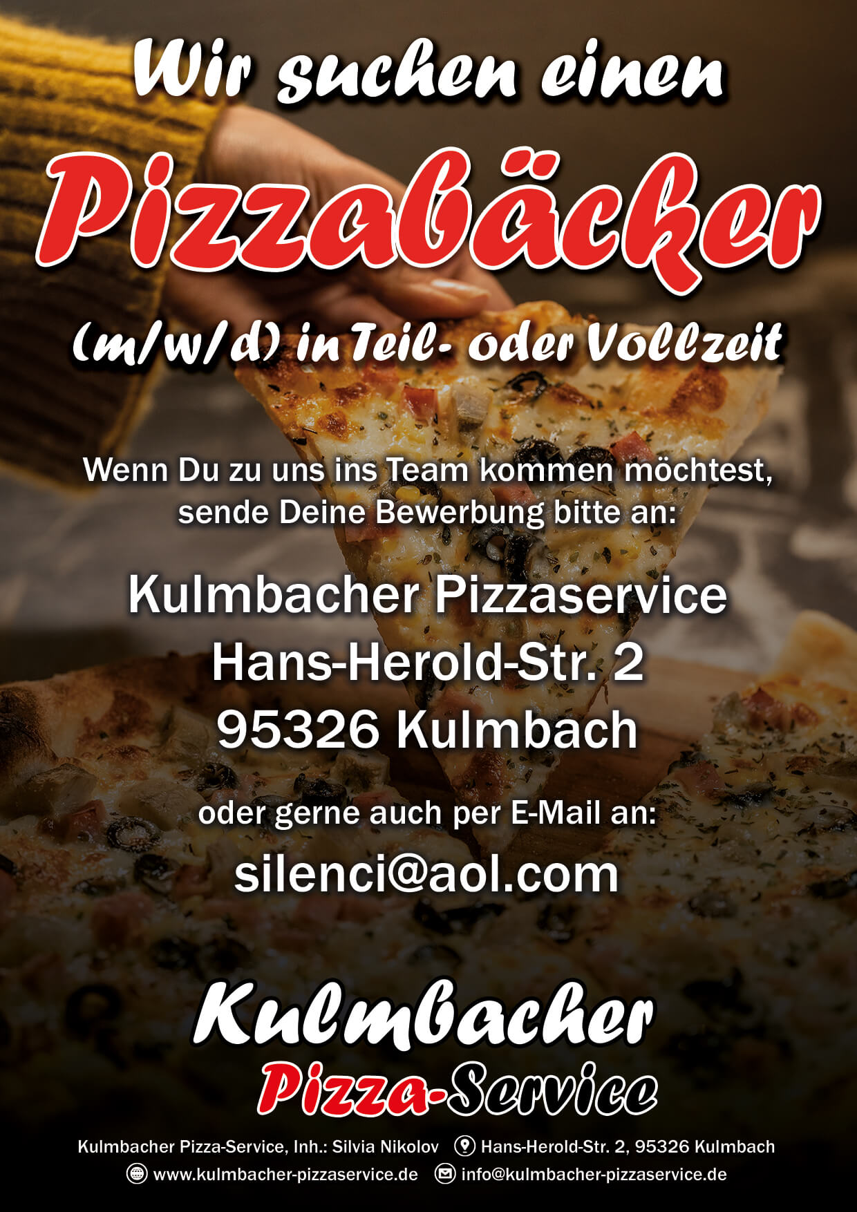 Kulmbacher Pizza-Service Pizzabäcker (m/w/d) gesucht